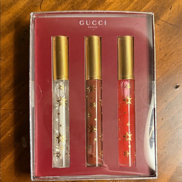 Gucci Other - Gucci Beauty Lip Gloss Trio - Clear, Brown-Nude, Red